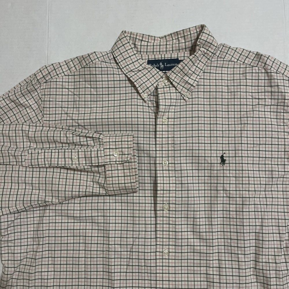Polo Ralph Lauren Shirt Mens Size 2XL White Windowpane Plaid Pony Button Classic